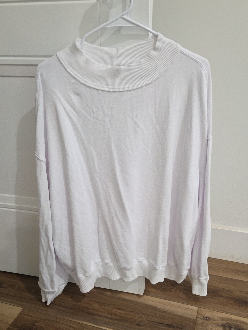 Aerie White Ribbed Funnel Neck Pullover